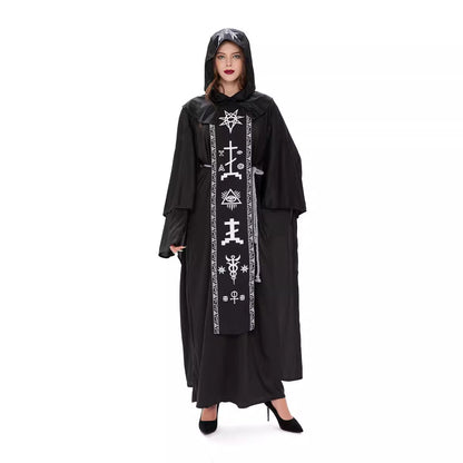 Medieval Black Pope Robe Costume Cosplay Theme Party Stage Costume