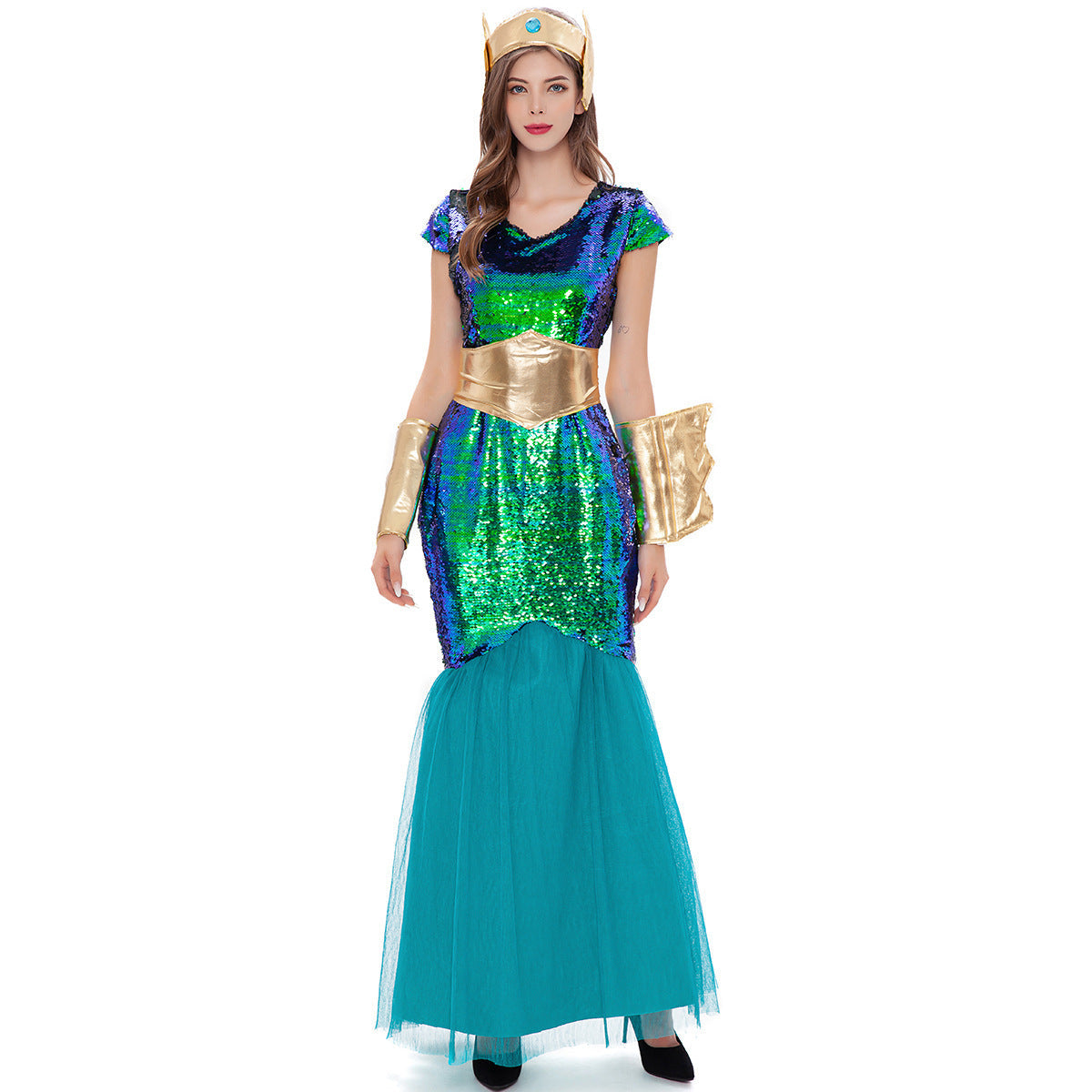 Halloween Costume Sea King Goddess Cosplay Couple Game Uniform Fancy Dress Ball Performance Costume