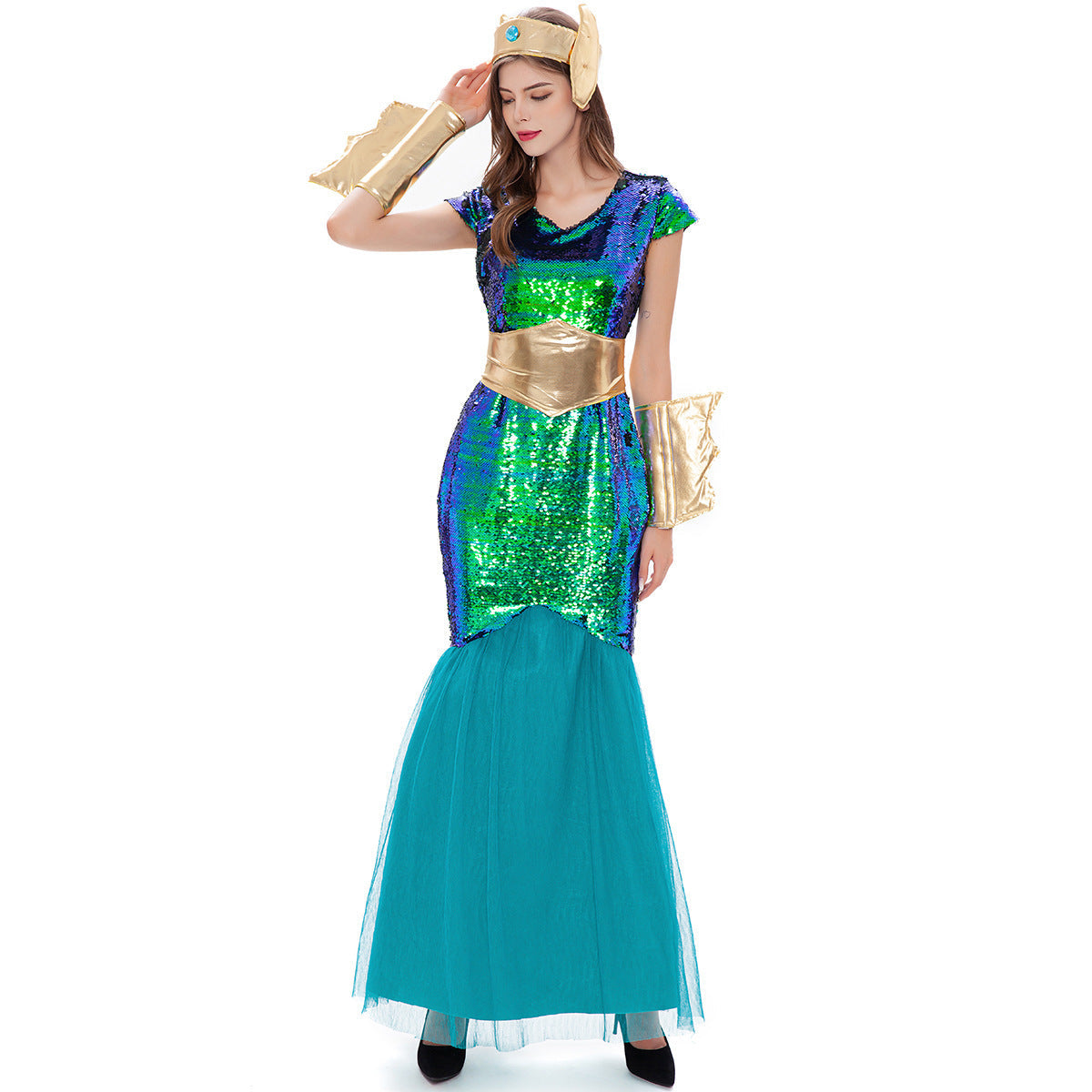 Halloween Costume Sea King Goddess Cosplay Couple Game Uniform Fancy Dress Ball Performance Costume