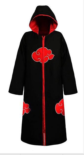 Anime Naruto Cosplay Costume Akatsuki Organization Clothes Red Cloud Cloak