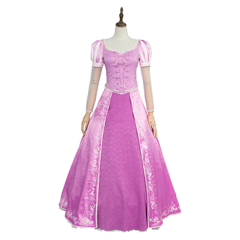 Movie Tangled Rapunzel Pink Princess Dress Cosplay Costume Halloween Carnival Suit