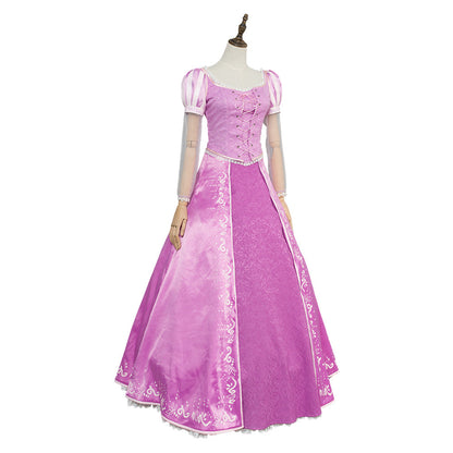 Movie Tangled Rapunzel Pink Princess Dress Cosplay Costume Halloween Carnival Suit