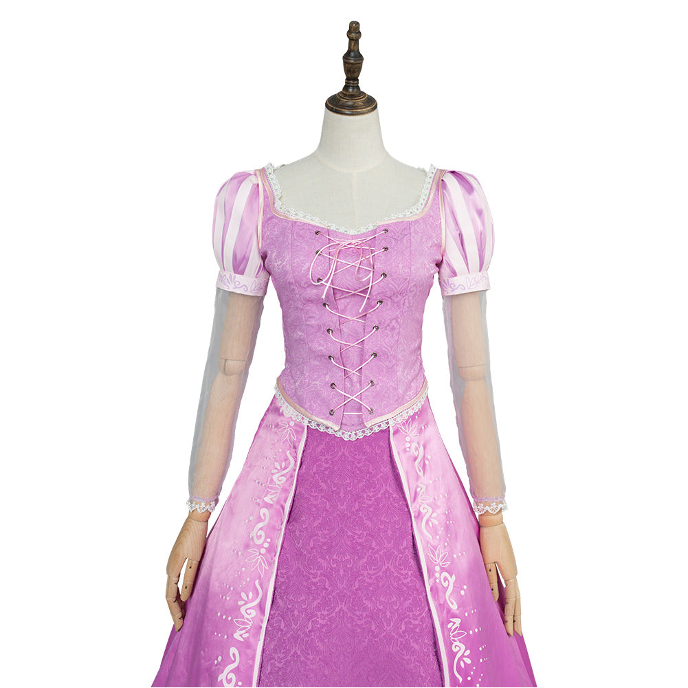 Movie Tangled Rapunzel Pink Princess Dress Cosplay Costume Halloween Carnival Suit