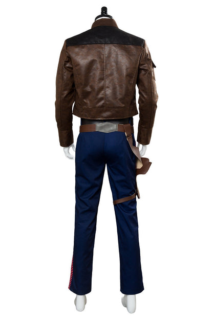 Movie Star Wars Han Solo Brown Jacket Set Outfit Cosplay Costume Halloween Carnival Suit