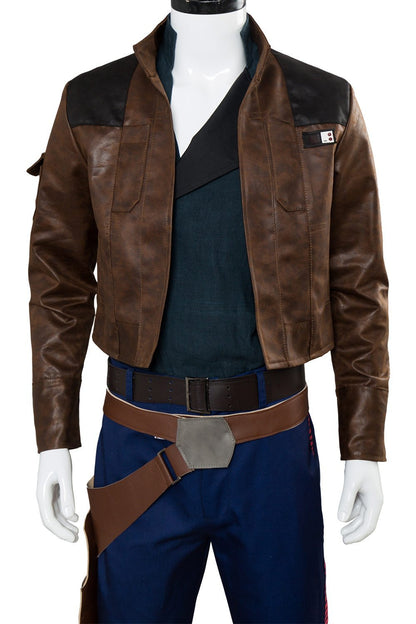 Movie Star Wars Han Solo Brown Jacket Set Outfit Cosplay Costume Halloween Carnival Suit