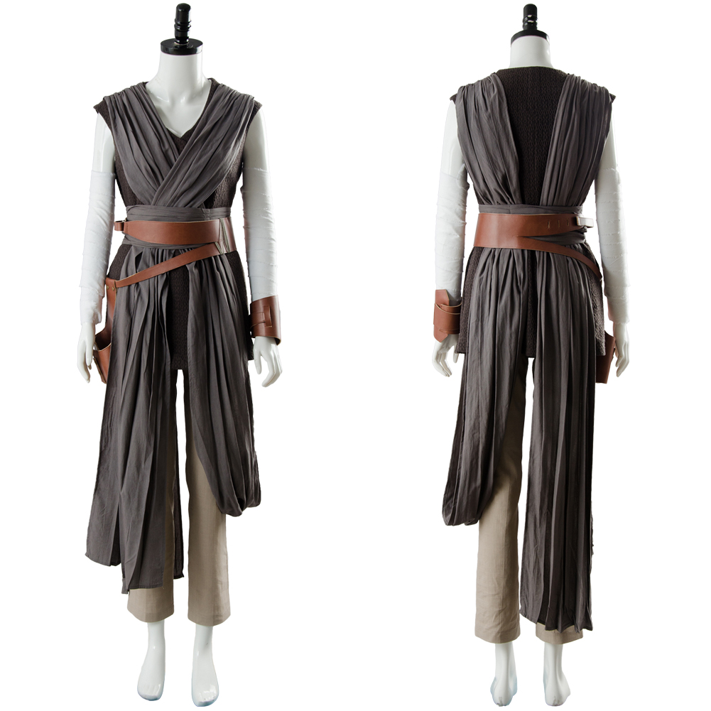 Movie Star Wars The Last Jedi Rey Gray Outfit Ver.2 Cosplay Costume Halloween Carnival Suit