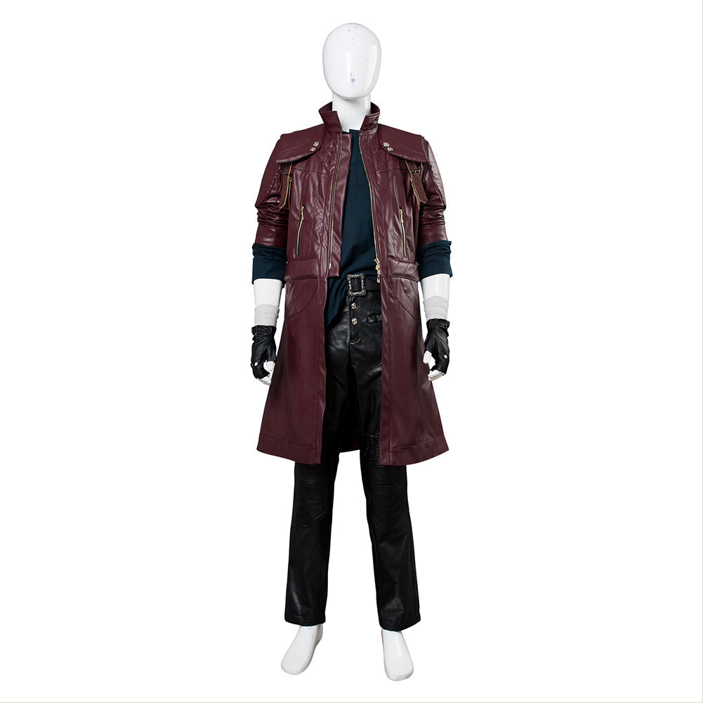 Game Devil May Cry V DMC5 Dante Aged Outfit Leather Cosplay Costume Halloween Carnival Suit