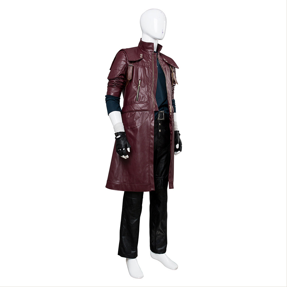 Game Devil May Cry V DMC5 Dante Aged Outfit Leather Cosplay Costume Halloween Carnival Suit