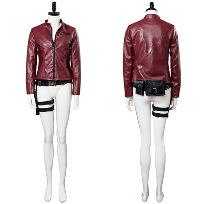 Game Resident Evil 2 Remake Claire Redfield Red Jacket Coat Outfit Halloween Cosplay Costume