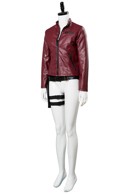 Game Resident Evil 2 Remake Claire Redfield Red Jacket Coat Outfit Halloween Cosplay Costume