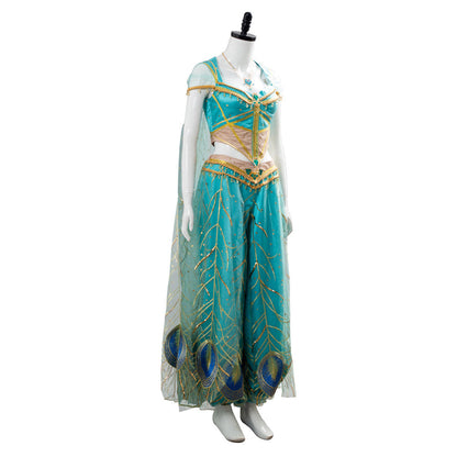 Aladdin The Movie Princess Jasmine Costume Naomi Scott Gown Blue Dress Cosplay Costume