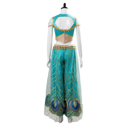 Aladdin The Movie Princess Jasmine Costume Naomi Scott Gown Blue Dress Cosplay Costume