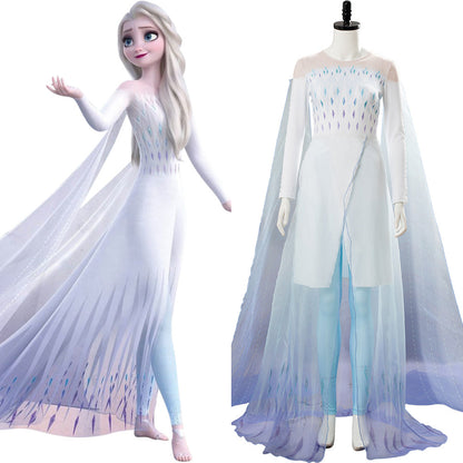 Movie Elsa Frozen 2 Ahtohallan Cave Snow Flake Dress Cosplay Costume Halloween Carnival Suit