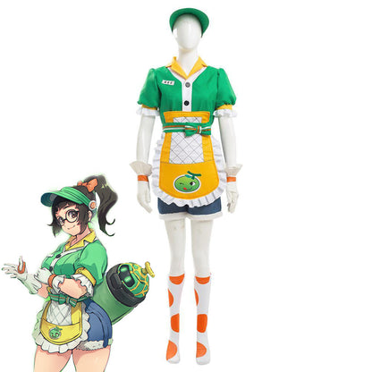 Game Overwatch Mei Honeydew Skin Green Set Outfits Cosplay Costume Halloween Carnival Suit