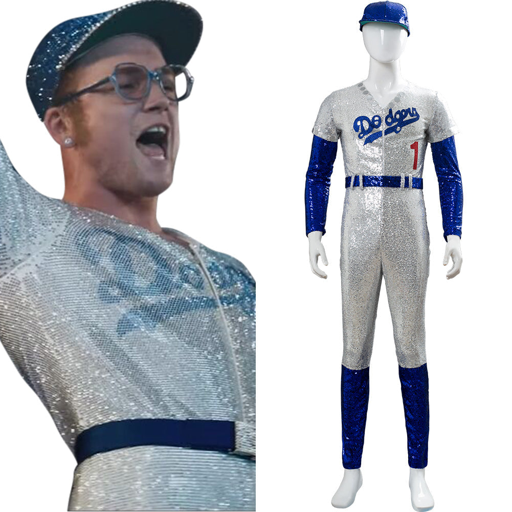 Movie Rocketman Elton John Dodgers Baseball Uniform Cosplay Costume Halloween Carnival Suit