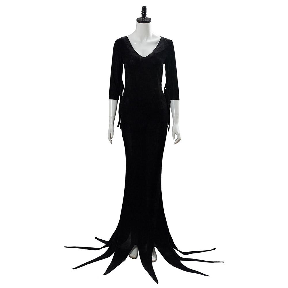 TV Series The Addams Family Morticia Black Dress Cosplay Costume Outfit Halloweem Suit