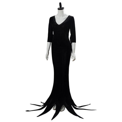 TV Series The Addams Family Morticia Black Dress Cosplay Costume Outfit Halloweem Suit