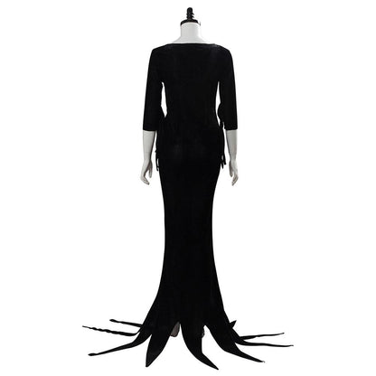 TV Series The Addams Family Morticia Black Dress Cosplay Costume Outfit Halloweem Suit