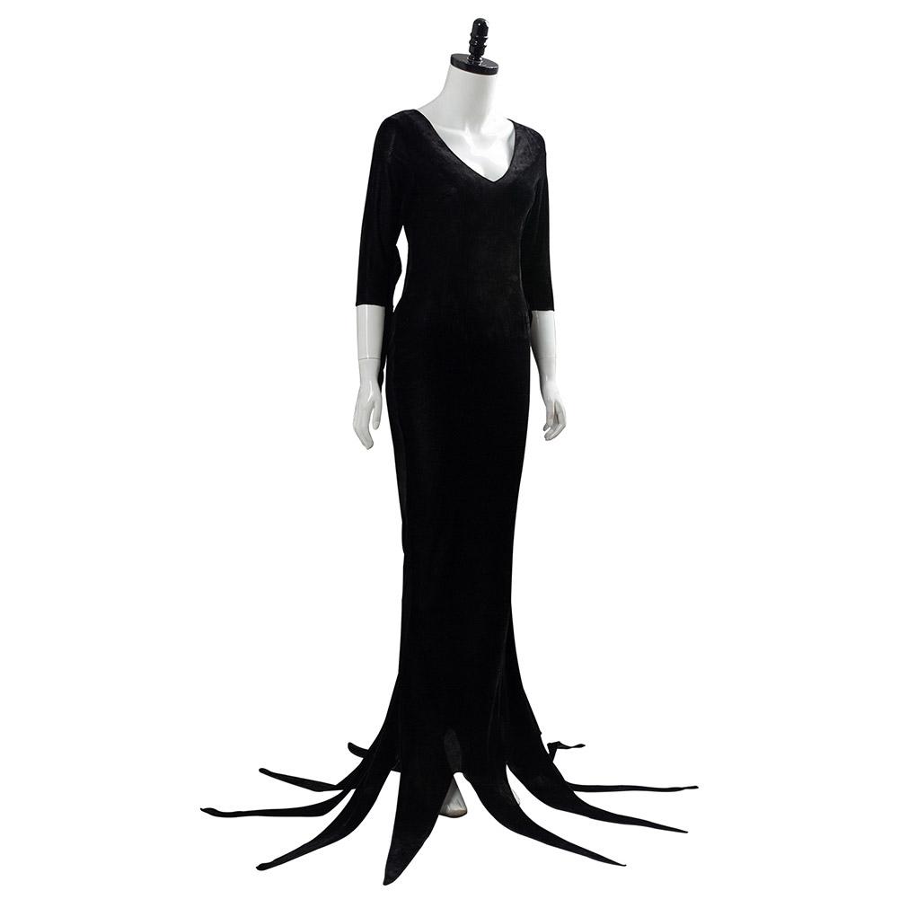 TV Series The Addams Family Morticia Black Dress Cosplay Costume Outfit Halloweem Suit