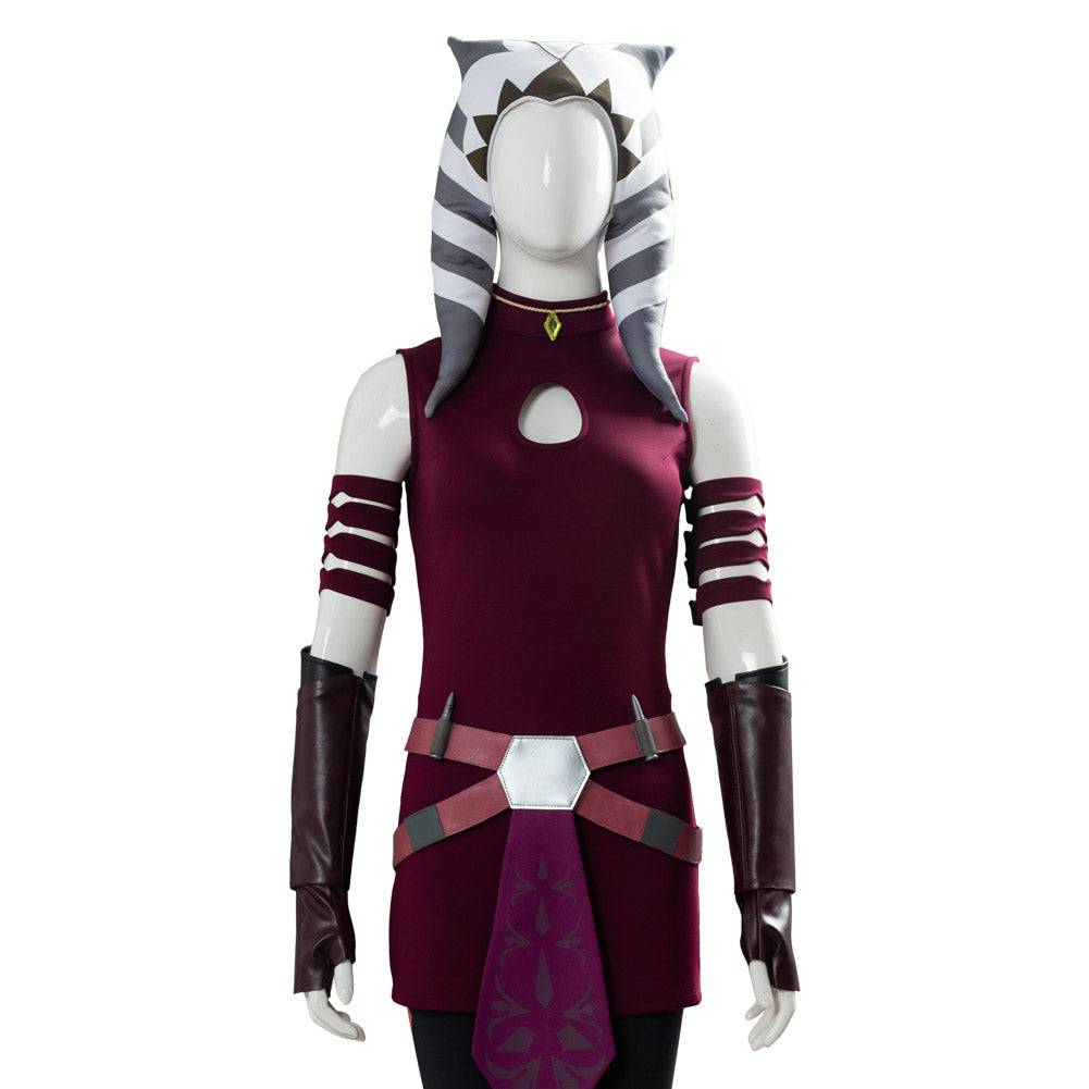 TV Series Ahsoka 2023 Ahsoka Tano The Clone Wars Red Outfits Cosplay Costume Halloween Props