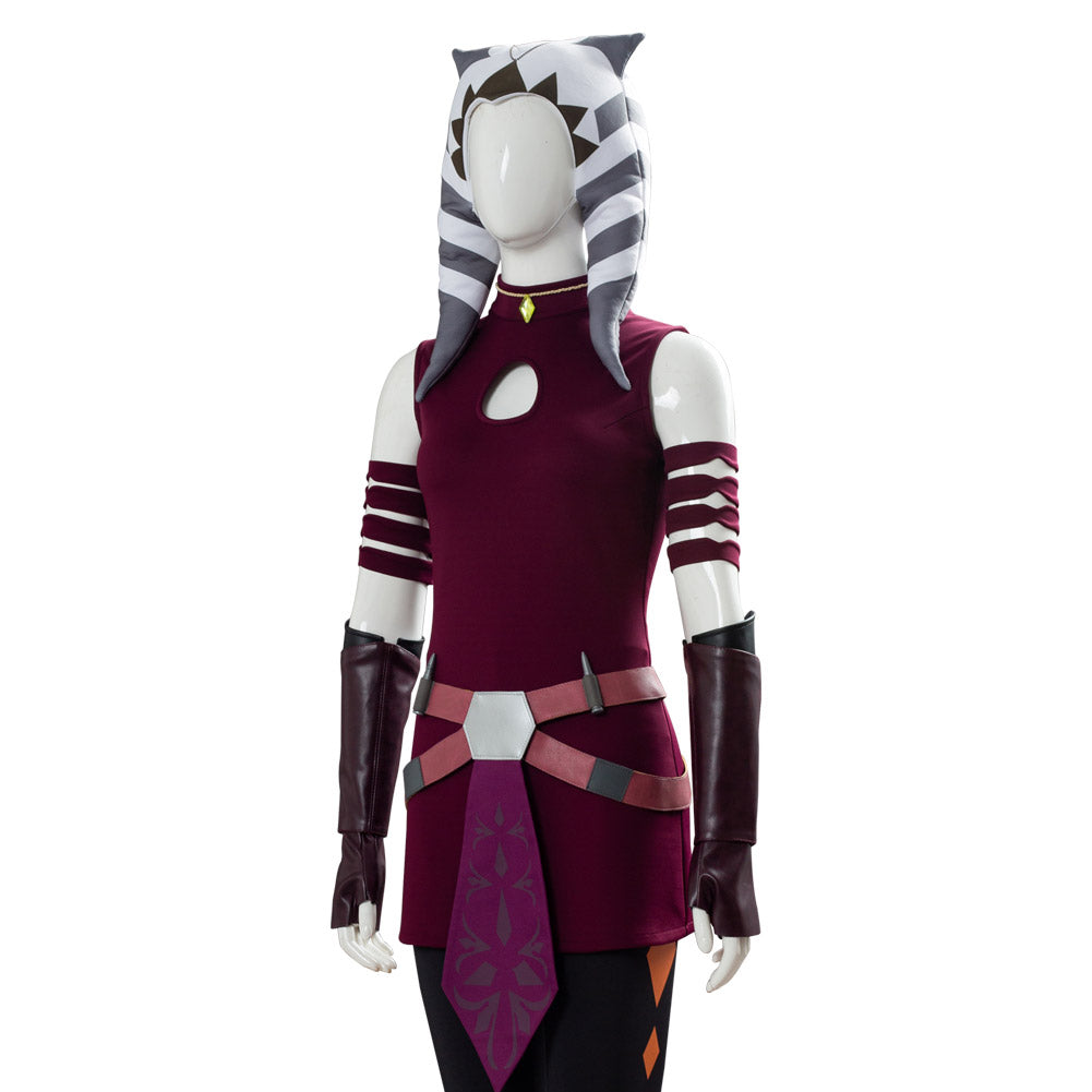 TV Series Ahsoka 2023 Ahsoka Tano The Clone Wars Red Outfits Cosplay Costume Halloween Props