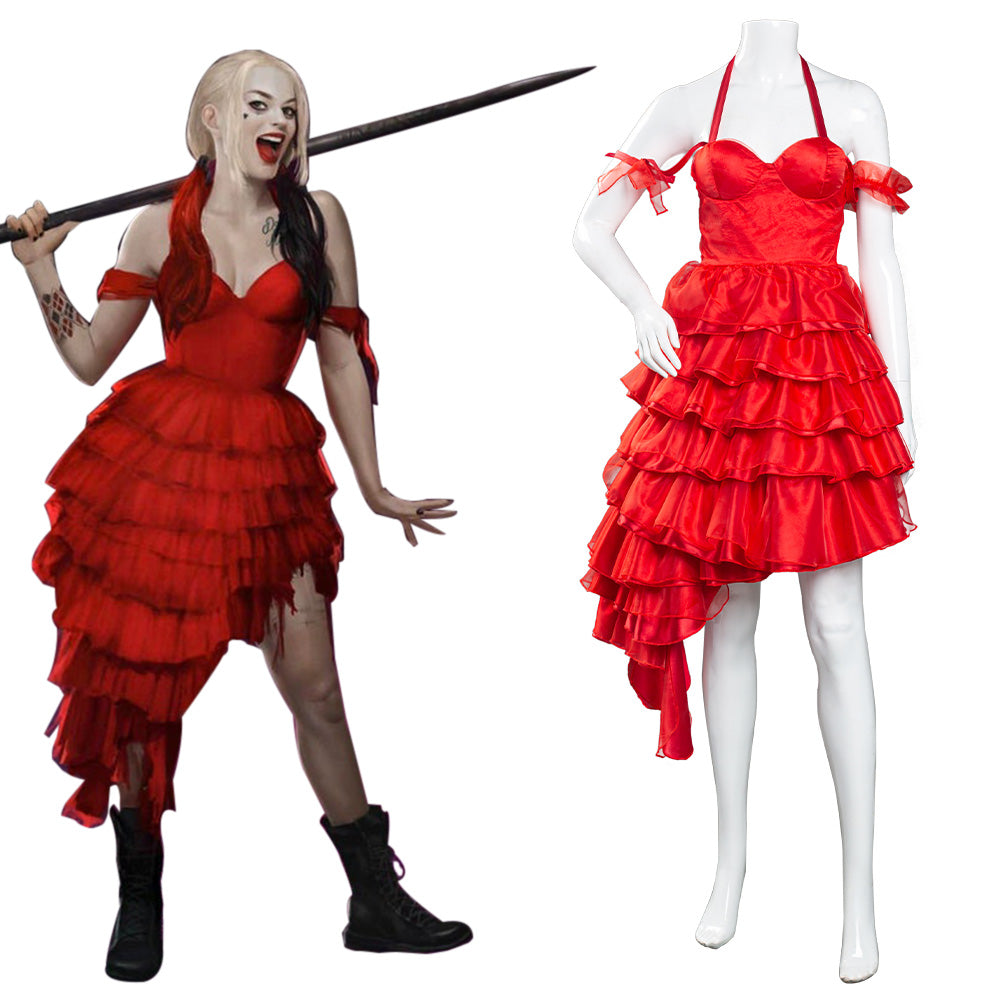 Movie The Suicide Squad(2021) Red Dress Outfit Harley Quinn Halloween Carnival Suit Cosplay Costume