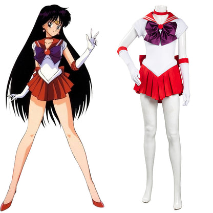 Anime Sailor Moon Hino Rei Uniform Red Dress Outfit Halloween Carnival Suit Cosplay Costume