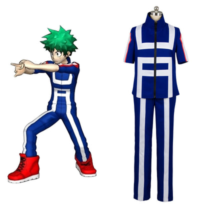 Anime My Hero Academia Midoriya Training Blue Training Clothes Set Cosplay Costume Halloween Suit