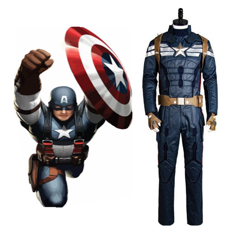 Movie Captain America 2 The Winter Soldier Steve Rogers Uniform Outfit Cosplay Costume Halloween Suit