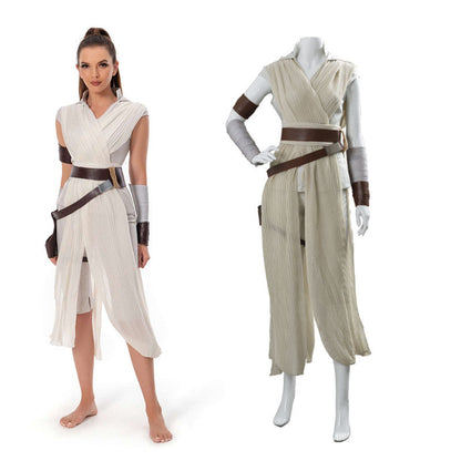 Movie Star Wars The Rise of Skywalker Rey Cosplay Costume Outfit Dress Halloween Carnival Suit