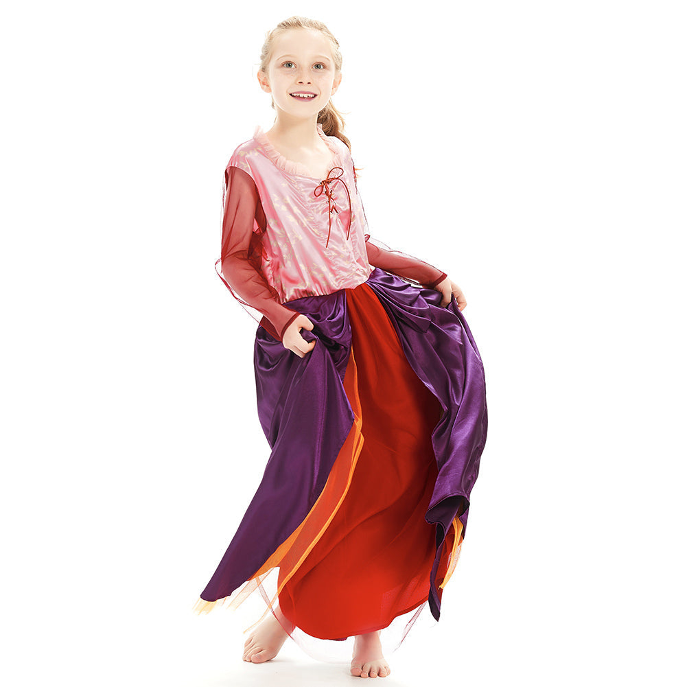 Movie Hocus Pocus - Sarah Sanderson Cosplay Costume Dress Outfits Kids Girls Halloween Carnival Suit