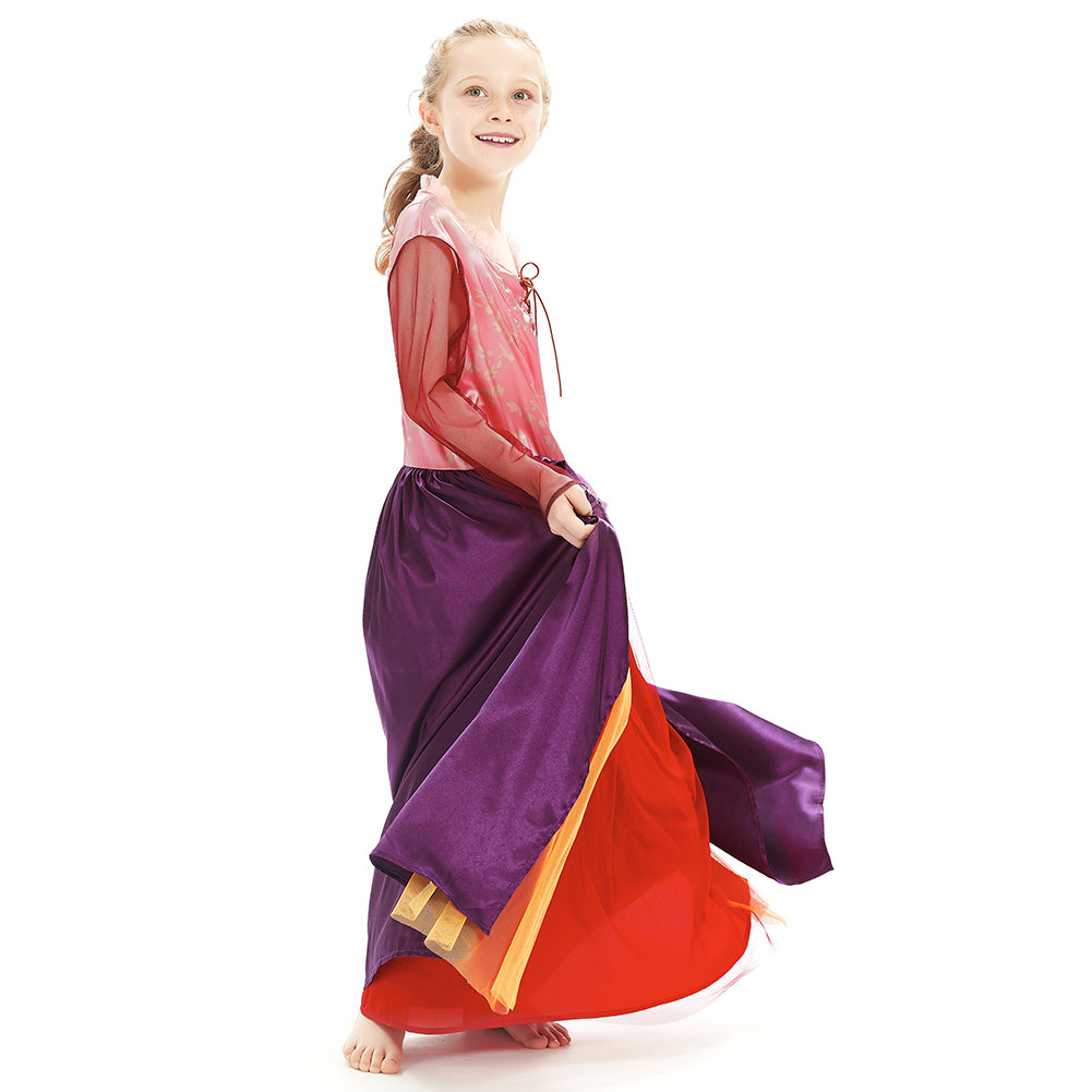 Movie Hocus Pocus - Sarah Sanderson Cosplay Costume Dress Outfits Kids Girls Halloween Carnival Suit