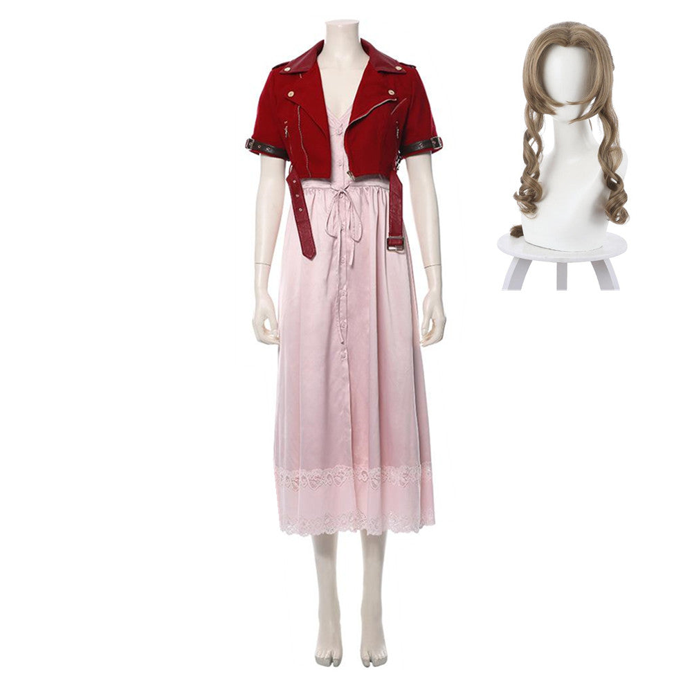 Game Final Fantasy VII Remake Aerith Gainsborough Cosplay Costume Halloween Carnival Suit