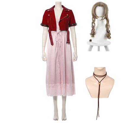 Game Final Fantasy VII Remake Aerith Gainsborough Cosplay Costume Halloween Carnival Suit