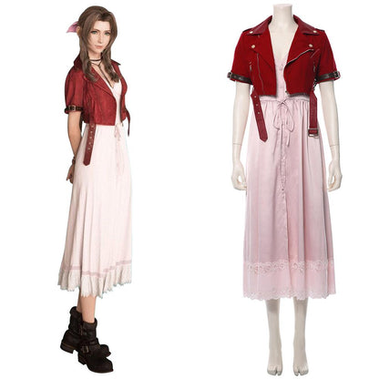 Game Final Fantasy VII Remake Aerith Gainsborough Cosplay Costume Halloween Carnival Suit