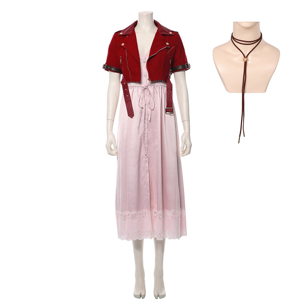 Game Final Fantasy VII Remake Aerith Gainsborough Cosplay Costume Halloween Carnival Suit