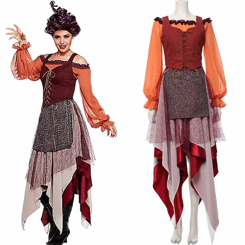 Movie Hocus Pocus-Adult Mary Sanderson Costume Cosplay Costume Halloween Carnival