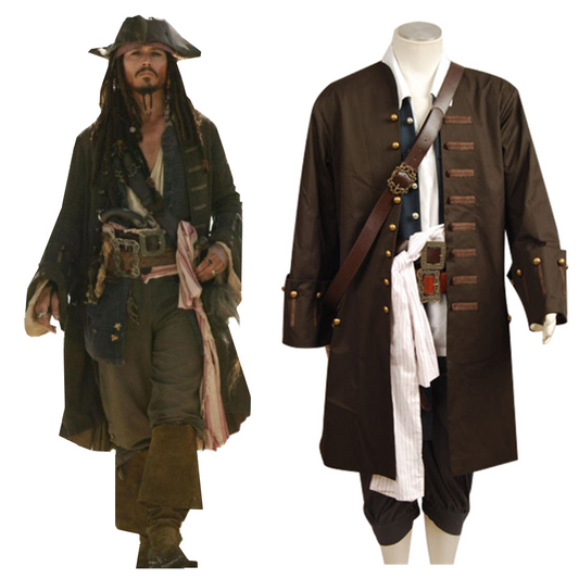 Movie Pirates Of The Caribbean Jack Sparrow Cosplay Costume Set Halloween Carnival Party Suit