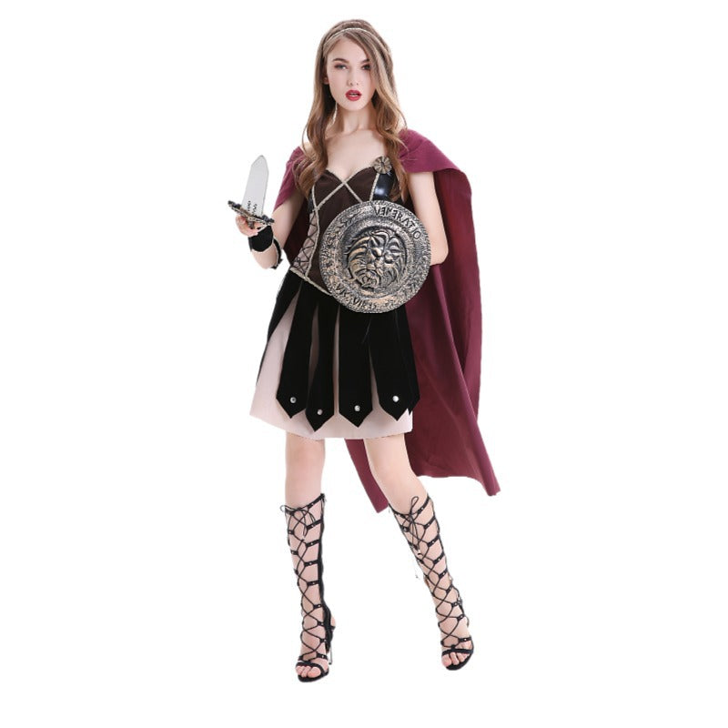 Medieval Ancient Rome Sparta Female Warrior Cosplay Greek Goddess Performance Wear