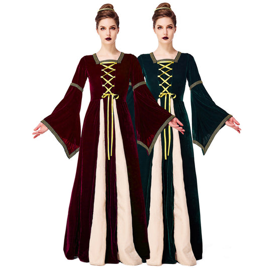 Medieval Court Velvet Long Dress Halloween Costume