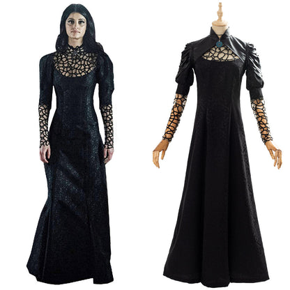 TV Series The Witcher Yennefer Black Long Dress Outfit Cosplay Costume Halloween Carnival Suit