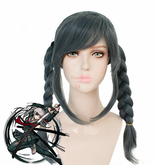 Super Danganronpa 2 Peko Pekoyama Dark Grey Cosplay Wig