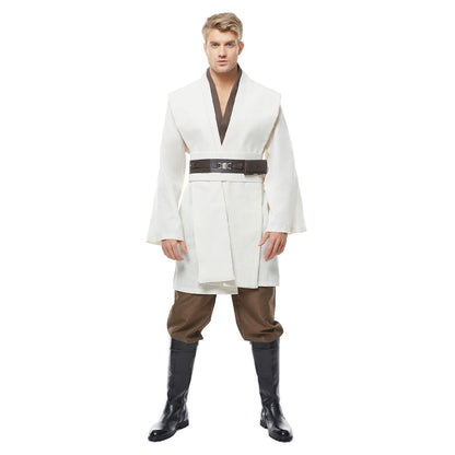 Movie Star Wars Kenobi Jedi TUNIC White Cosplay Costume Halloween Carnival Suit