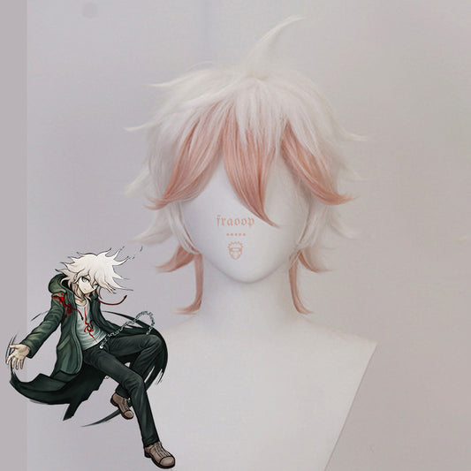 Danganronpa Nagito Komaeda White Gradient Pink Cosplay Wig