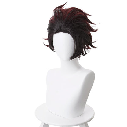 Anime Demon Slayer Tanjirou Wig Outfit Cosplay Halloween Carnival Props