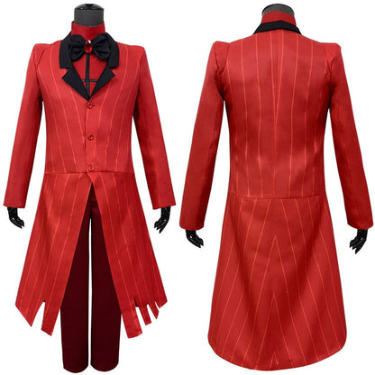 TV Series Hazbin Hotel Alastor Christmas Red Canonicals Outfit Set Cosplay Costume Halloween Carnival Suit