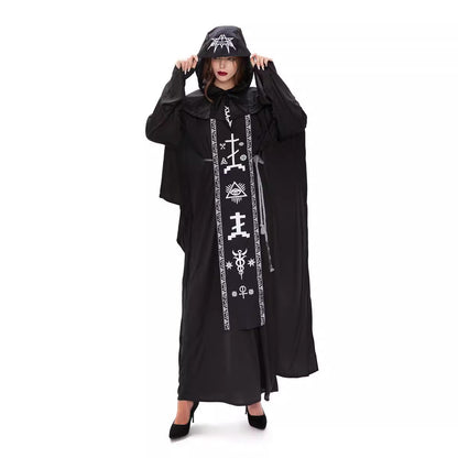 Medieval Black Pope Robe Costume Cosplay Theme Party Stage Costume