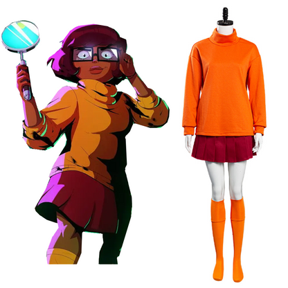 Scooby-Doo Uniform Outfit Velma Dinkley Halloween Carnival Costume Cosplay Costume