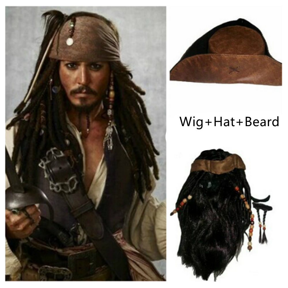 Movie Pirates Of The Caribbean Jack Sparrow Cosplay Costume Set Halloween Carnival Party Suit