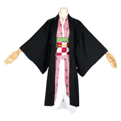 Adult Demon Slayer Anime Nezuko Pink Kimono Uniform Outfit Cosplay Costume Halloween Carnival Suit